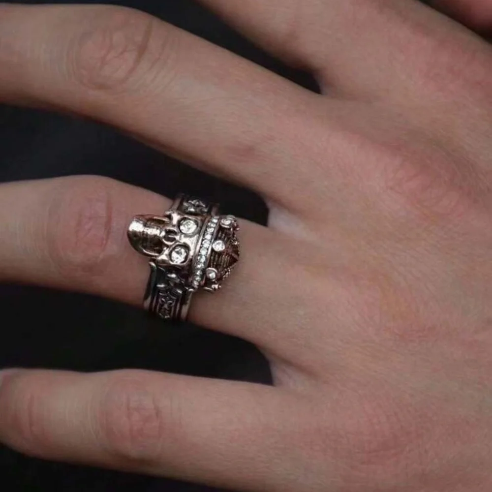 King Skull Ring, Skull Crown Ring, Crowned Skull Ring, Skeleton Ring